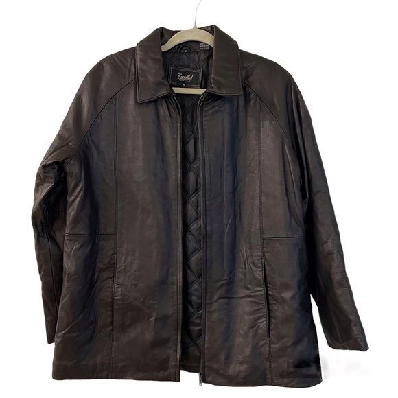 Mens 100% Black leather coat Size XL